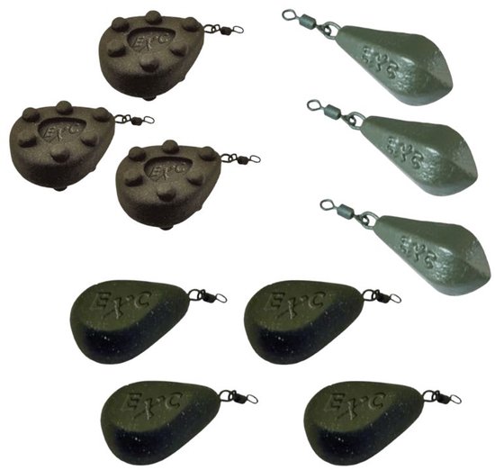 FC's Vislood assorti '120g' - 10 stuks - 4 Flat Pear, 3 Grip & 3 Distance Lead - Wartellood - 10 x 120g - Karper Lood