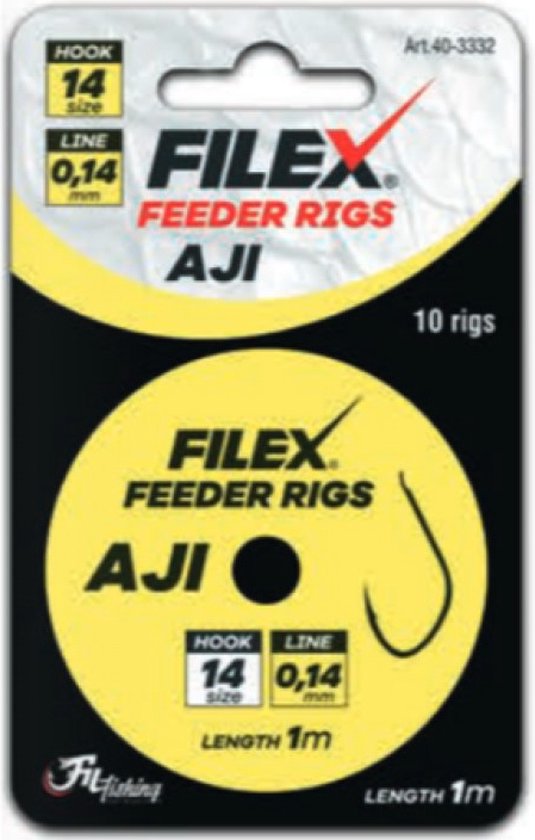 Feeder Rigs 'AJI' - Haakmaat #14 - 0.14mm - 1m - 10 stuks - Feeder Onderlijnen - Witvis Onderlijn van Colmic