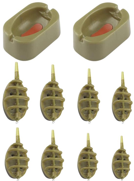 Feeders, Feeders en Mallen, Croch Fishing Inline Method Feeder met Quick Release Mould, voor Karpervissen 15/20/25/35g 30/40/50/60g (bruin)