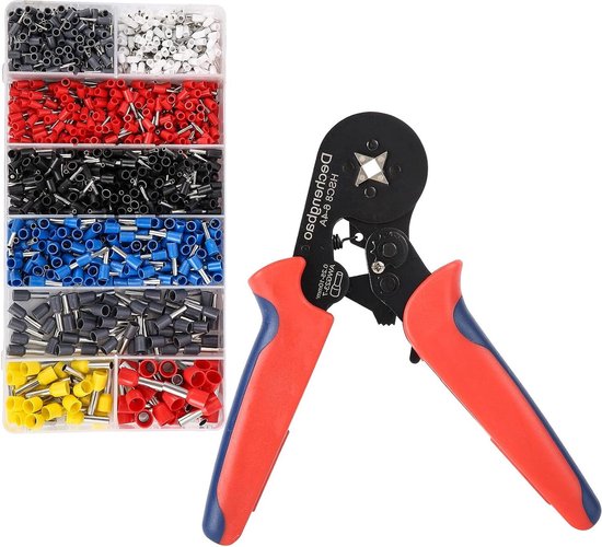 Ferrule Crimping Tool Kit - 1200Pcs Cord-End Ferrules - Self Adjustable Ratchet Wire Crimper - AWG 23-7 (0.25-6mm²) - Electrical Wire Connectors van Glarks