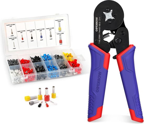 Ferrule Crimping Tool Kit Self Adjustable Ratchet Wire Crimping Plier - with Insulated Wire Terminals - AWG 28-7 Electric Wire Connectors van Merkloos