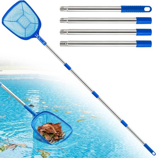 Feruchun Zwembadnet, 180 cm, telescoopstang van fijn net, voor het opvangen van bladeren voor zwembad, vijver, spa - ShopVlot