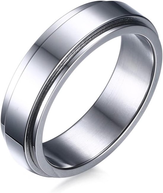 Fidget-ring, 6 mm spinner-ring voor dames, heren en kinderen, roestvrijstalen band, antistress-ringen, gepolijst, stressverminderende ring