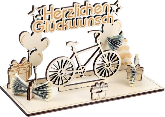 Fiets verjaardag hout, fiets decoratie bruiloft geldgeschenk verjaardag geldgeschenk fiets cadeau-ideeën hout voor fietsers vrienden familie liefhebbers
