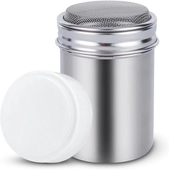 Fijne Poedermolen met Deksel van RVS voor Specerijen, Koffie en Cacao - 2,2 * 3,1 inch, Perfect voor Barbecue en Keuken