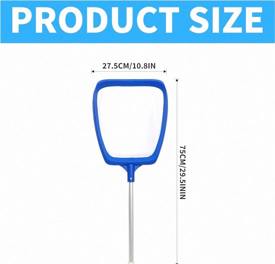 Fijnmazige vijverschep - ideaal voor zwembadreiniging - 1 stuk - 11 cm diep