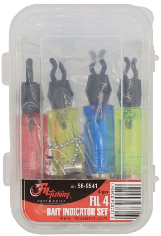Fil 4 Bite Indicator Set - 4 stuks - Beetindicatie Karper Hangers set - Swinger set - Rood, Geel, Blauw & Groen - Karpervissen van Merkloos