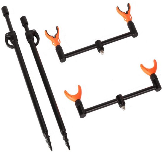 FIL Bank Stick & Buzz Bar set - 8-delig - met 2 Banksticks, 2 Buzz Bars, 2 Voor- en 2 achtersteunen - voor 2 hengels - Karpervissen & Witvissen van Merkloos