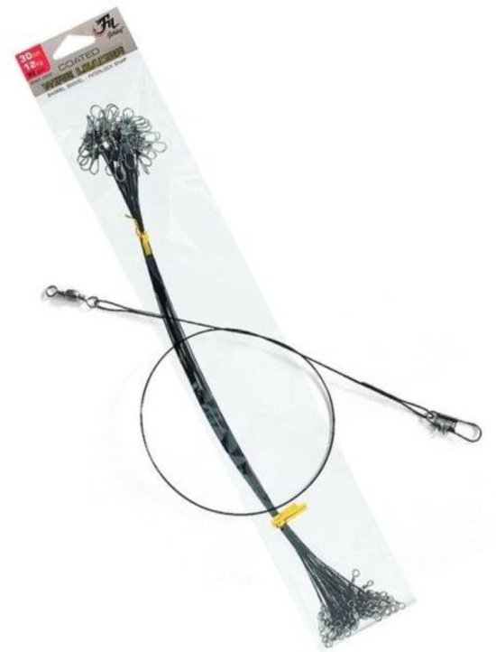 Fil Coated Wire Leader 'Black' - 30 stuks - 30cm - 15kg - Stalen onderlijnen - Zwart - Roofvis onderlijnen voor Kunstaas Vissen van Fil Fishing