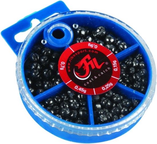 Fil Loodhagels - 100g - verschillende gewichten - Knijploodjes bakje voor Vissen - 5-vaks Loodhageltjes van Trendaffe