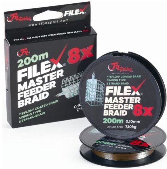 Filex 8x Master Feeder Braid - 0,12mm - 8.3kg - 200m - Gevlochten HQ Feeder Vislijn - Zinkende lijn - Gecoat - Method Feeder Witvis Vislijn
