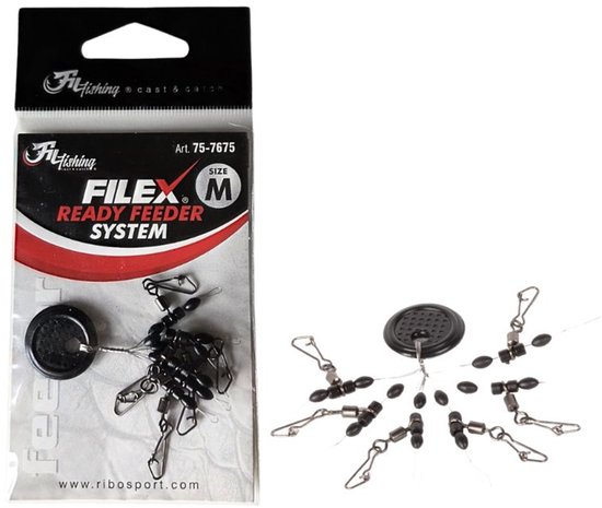 Filex Ready Feeder System - Medium - 6 stuks - Feeder Vissen Montage systeem - Witvissen Feeder Onderlijn montage van Filex