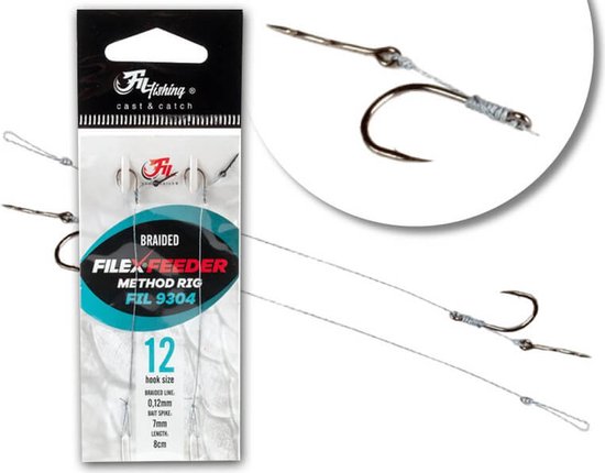 Filfishing - Method Feeder Braided Rig + Bait Spike - 2 stuks - Maat 8 van Merkloos