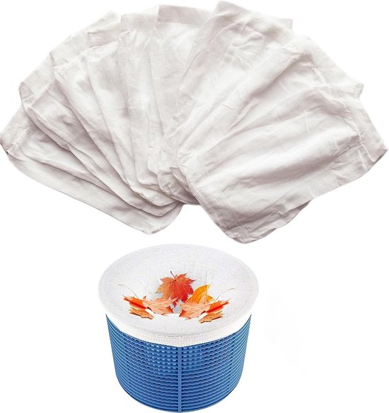 Filter Socks Pool Net Sokken - 10 stuks, wit, filtersokken, nylon filtermand mesh, drijvend vijverfilter voor het reinigen van vuil en bladeren