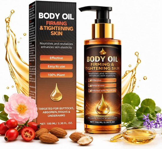 Firming Olie, 100 ml, verstevigende lichaamsolie voor buik, benen, armen en billen, natuurlijke massageolie tegen striae, voor zwangere vrouwen en na de zwangerschap