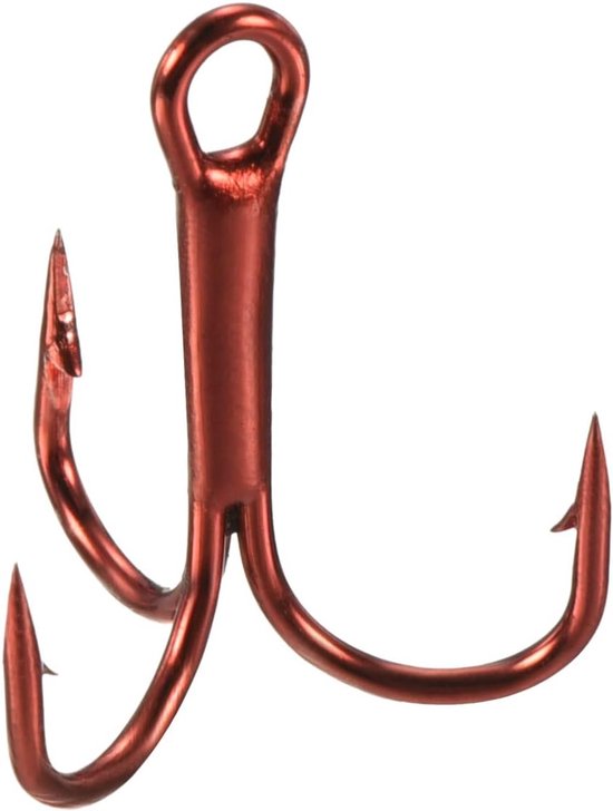 Fish Hooks - 20 Pack - 0.6"L - Carbon Steel - Sharp Round Bend Hook - Triple Barbed Hook voor Freshwater - Saltwater - Rood - Kwaliteit - Vismateriaal van Merkloos