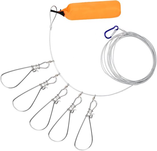 Fish Stringer Unisex Adult Fish Holder with 5 Buckles Fishing Line Storage Bag Fishing Accessories Silver - ShopVlot