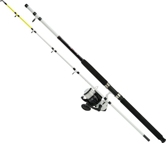 FISH-XPRO Boat Pro - 2.10m - Boothengelset - Wit - Zeevisset - Boothengel met Molen - Vislijn van Merkloos