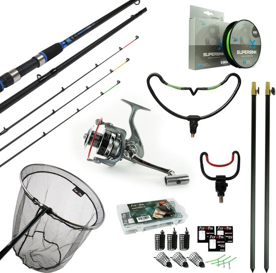 Fish-Xpro Complete Feederset – Feederhengel 3.30m + Feedermolen + Schepnet Set + Feeder Accessoires
