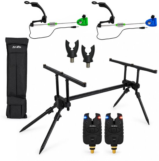 Fish-Xpro Deluxe Rodpod Set - Voor 2 Hengels - Met Beetmelders en Swingers van Fish-Xpro