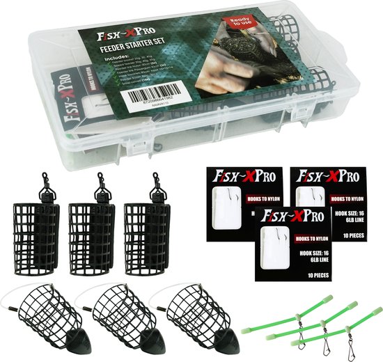 Fish-Xpro Feeder Starter Set - Voerkorven - Afhouders - Feederlinks - Tackle Box van Merkloos