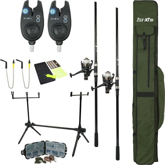 FISH-XPRO Karperset | Carpset Pro Improve Set | 2-Rod | Karperhengelset | Extra Uitgebreid | 96-Delig van Merkloos