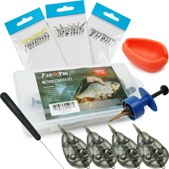Fish-Xpro Method starter set - Complete Methodvis Set - Onderlijnen - Methodkorven - Pelletbander – Boilienaald van Merkloos