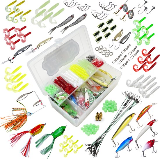 Fish-Xpro Roofvis Kunstaasset 215 -Delig - Kunstaas - Blinkers - Softbaits -Pluggen - Wartels - Visloodjes - Vishaken - Vis spullen - incl. Tacklebox van Merkloos