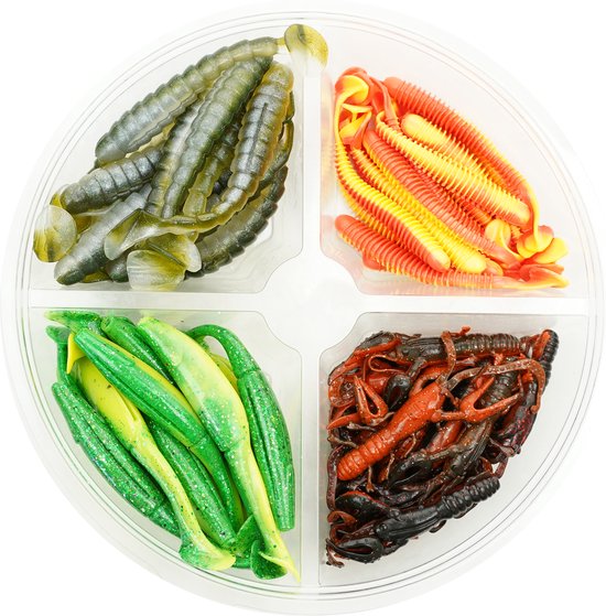 Fish-Xpro Softbait Set - Snoekbaars & Baars - 5 tot 10cm +/- 60stuks - Shads - Kunstaas set - Roofvis van Fish-Xpro