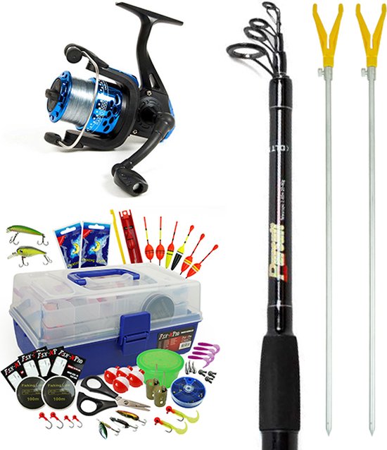 FISH-XPRO Starterset deluxe - Vishengel Set - Gevulde Viskoffer - Werphengel en Vismolen - Kunstaas van Merkloos