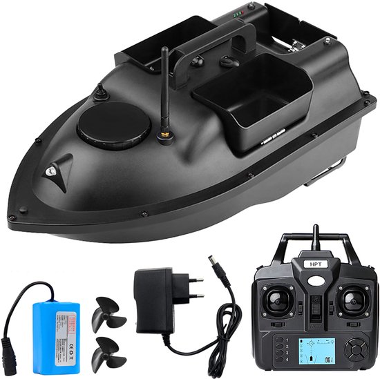 Fishing Bait Boat met GPS, 16 Waypoints, 500 m Bereik Afstandsbediening, Drie Voerbakken, 12000 mAh Oplaadbare Accu, Automatische Terugkeer, LED-verlichting, Waterdichte RC Karper Voerboot van Merkloos