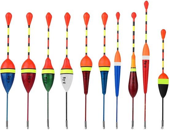 Fishing Floats - 10 pieces floating fishing floats, trout fishing, wooden trout, sledge, bobbers, fishing and bobbers van Merkloos
