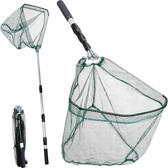 Fishing schepnet met rubberen coating - 3 niveaus klapschepnet van nylon - visliefhebbers - kinderen - volwassenen van Prorex