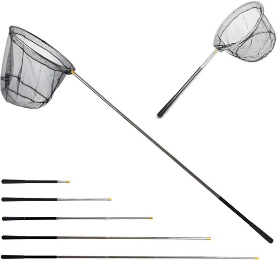 Fishing Shovel, Foldable, 190 cm, Long Telescopic Handle, Aluminium Alloy Poles, 4 Sections/Net, Nylon, Triangular - ShopVlot