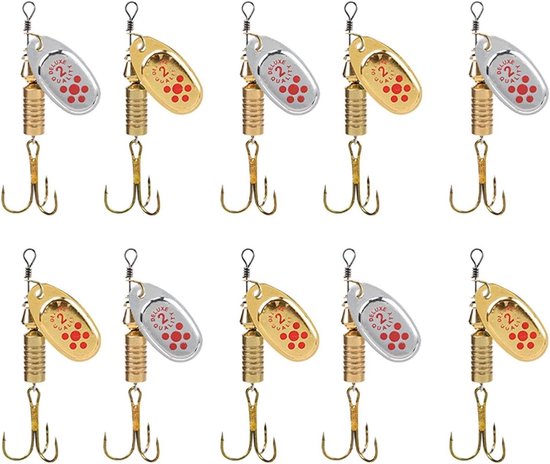 Fishing Spinner Bait - 10 Stuks, Spinner Baits Metalen Kunstaas Voor Baars, Hoogreflecterende Uitrusting Met Drie Haken Voor Offshore Rivieren Meren Watersport
