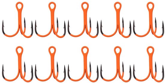Fishing Treble Haken 10PCS - Koolstofstaal met Weerhaken - Voor Zoet- en Zoutwater van VIVIDFLY