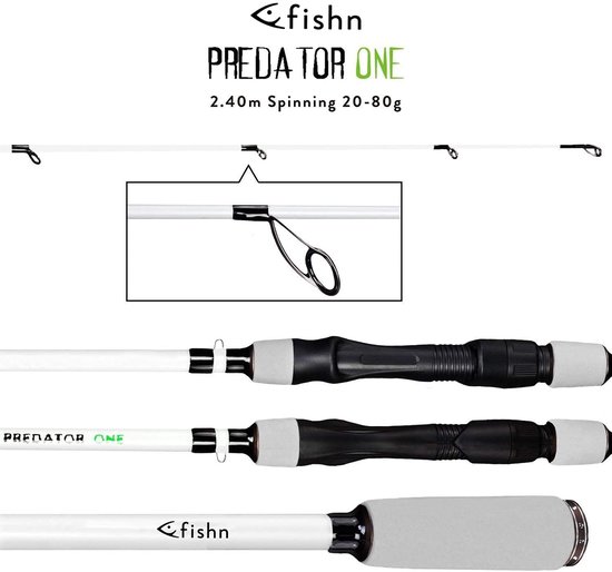 Fishn PredatorOne Hengel, 2,40 m, 20-80 g, hengel, spinhengel, steekhengel, directe krachtoverbrenging bij het vissen - ShopVlot
