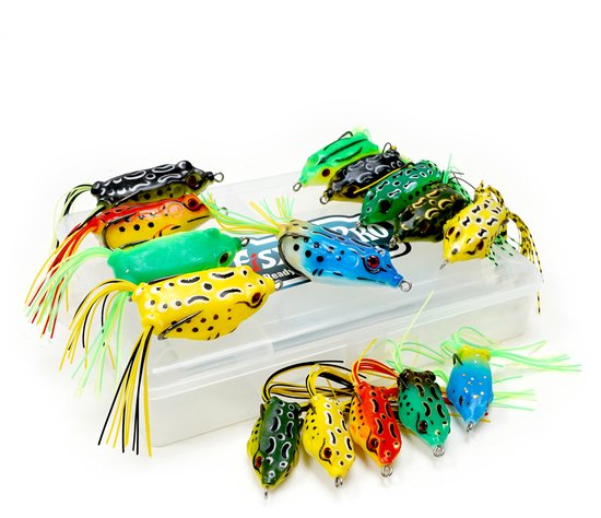 FishXpro Frog Set 15pcs - Incl Tackle box van Merkloos