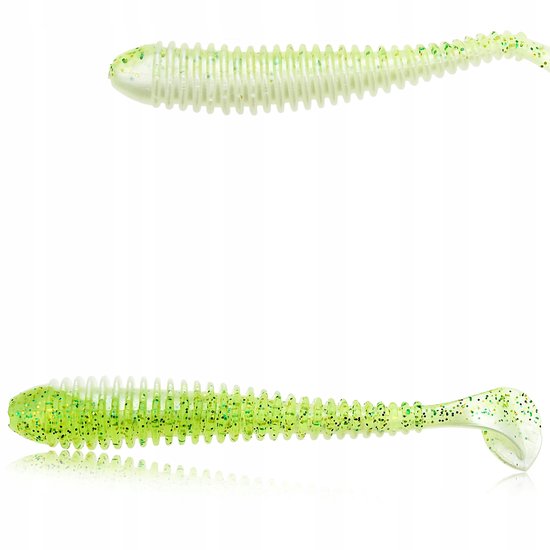 FL Swing Zachte Vis Lure 10 cm 5.5g - Perzik Groen met Glitter