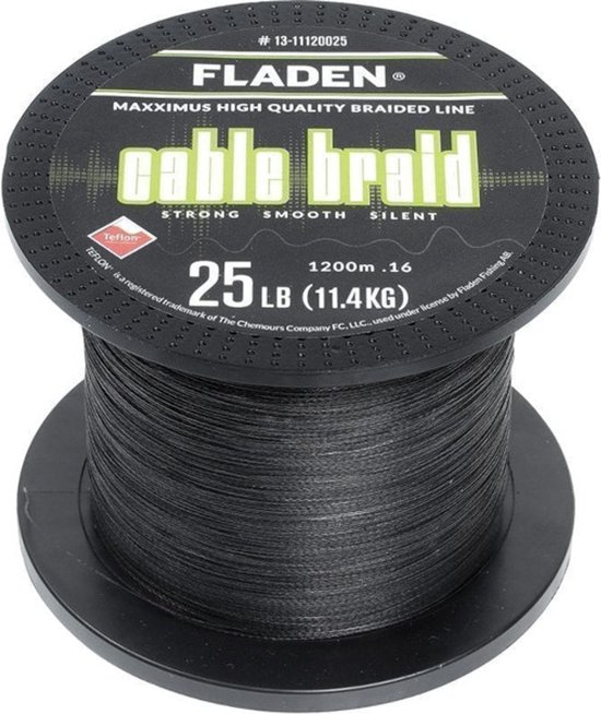 Fladen Maxximus Cable Braid Black 0,20mm (1200m) - Gevlochten Lijn van Merkloos