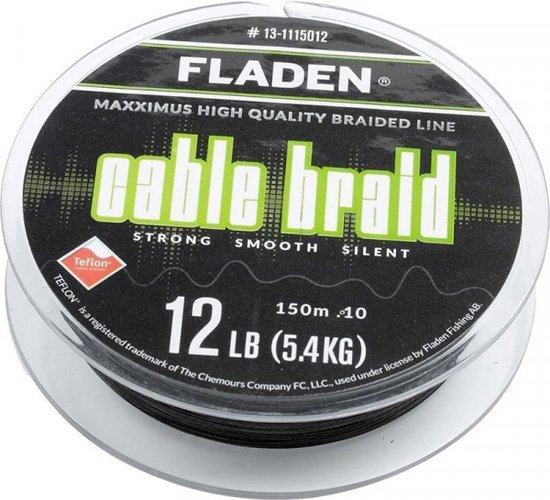 Fladen Maxximus Cable Braid black 150m 0.13mm 18lbs 8kg - Gevlochten Lijn van Merkloos