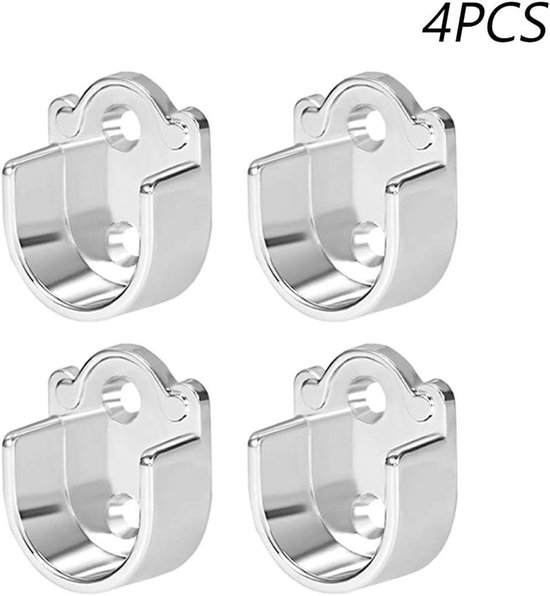 Flange Bar Holder - 2/4/6 Pack - Zinc Alloy Cabinet Pole Sockets - Flange Socket voor Wardrobe Bracket en Shower Curtain Rod van Merkloos