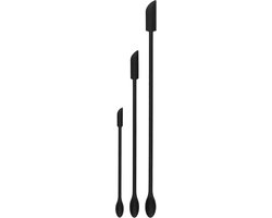 Flessenlikker set van 3 - Pottenlikker - Pannenlikker - Flessenschraper - Flessentrekker - Vaatwasserbestendig - Flexibel - Siliconen - Zwart - 30 cm
