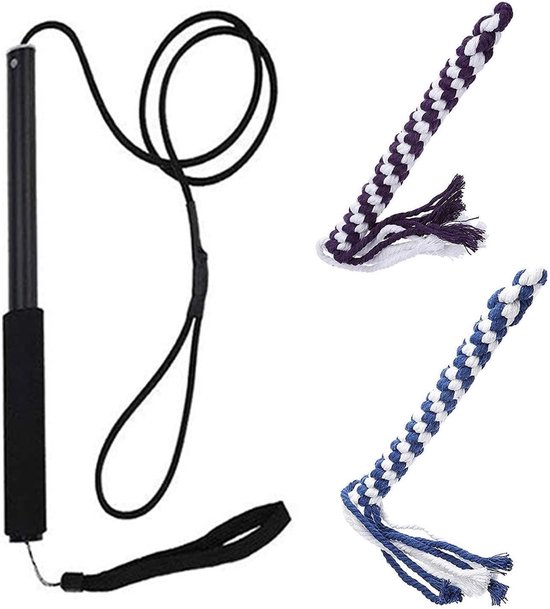 Flirtstang voor honden, uittrekbare metalen stang, interactief touwtrekken voor puppy's, voor het verrijken van outdoor-oefeningen, robuuste stalen hoofdcomponent