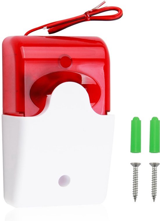 Flitsgeluid Alarm, Buiten Veiligheidswaarschuwingslicht met Geluid en Licht Alarm, 110dB Sirene en Rode Flits 150 Keer Per Minuut, Schokbestendig (220V)