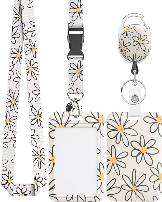 Floral Badgehouder met Retractable Reel, Carabiner Clip en Afneembare Lanyard - Ideaal voor Ziekenhuispersoneel en Evenementen van Merkloos
