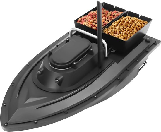 Florixa® Voerboot Karper – Voerboot Met 1,5 Kg Laadvermogen - Verlichting Voor Nachtvissen - Zwart - 50cm x 25cm x 17cm van Merkloos