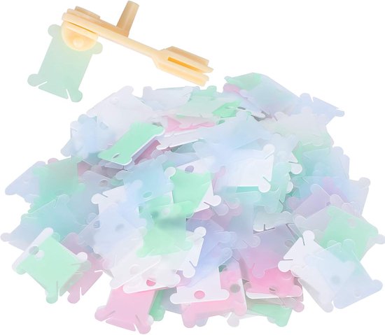 Floss Bobbin Card Set - 240-delige Plastic Spoelen voor Borduren en Naaien, Inclusief Handmatige Opwindmachine voor Draadorganisatie