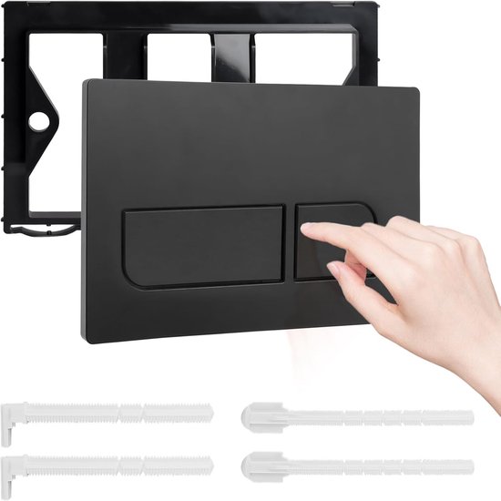 Flushplaat voor toiletreservoir met spoelknop en installatieframe, geschikt voor Geberit Sigma modellen, zwart, 24.5 x 16.2 cm