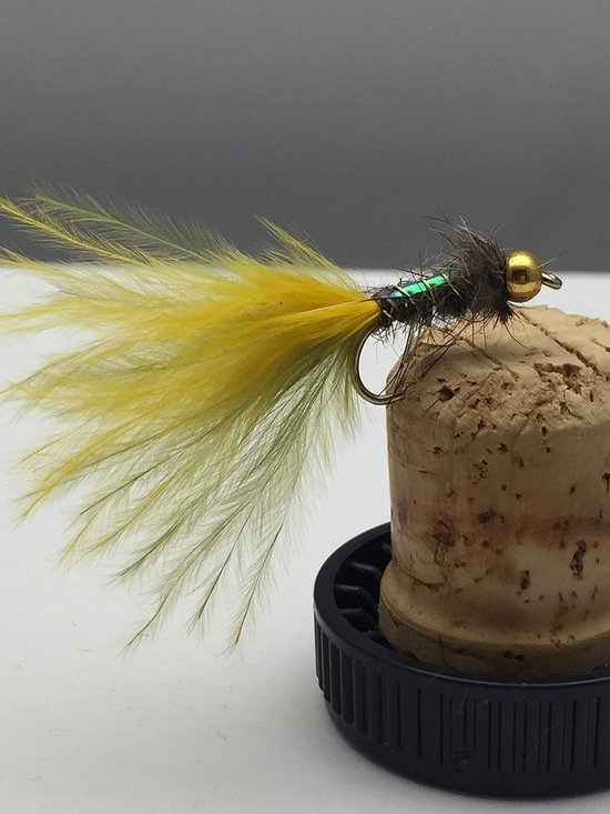 Fly Fishing PRIME collectie GOLD BEADHEAD HARES EAR DAWSONS flashback X 12 fly pack maat 10 forel vliegen